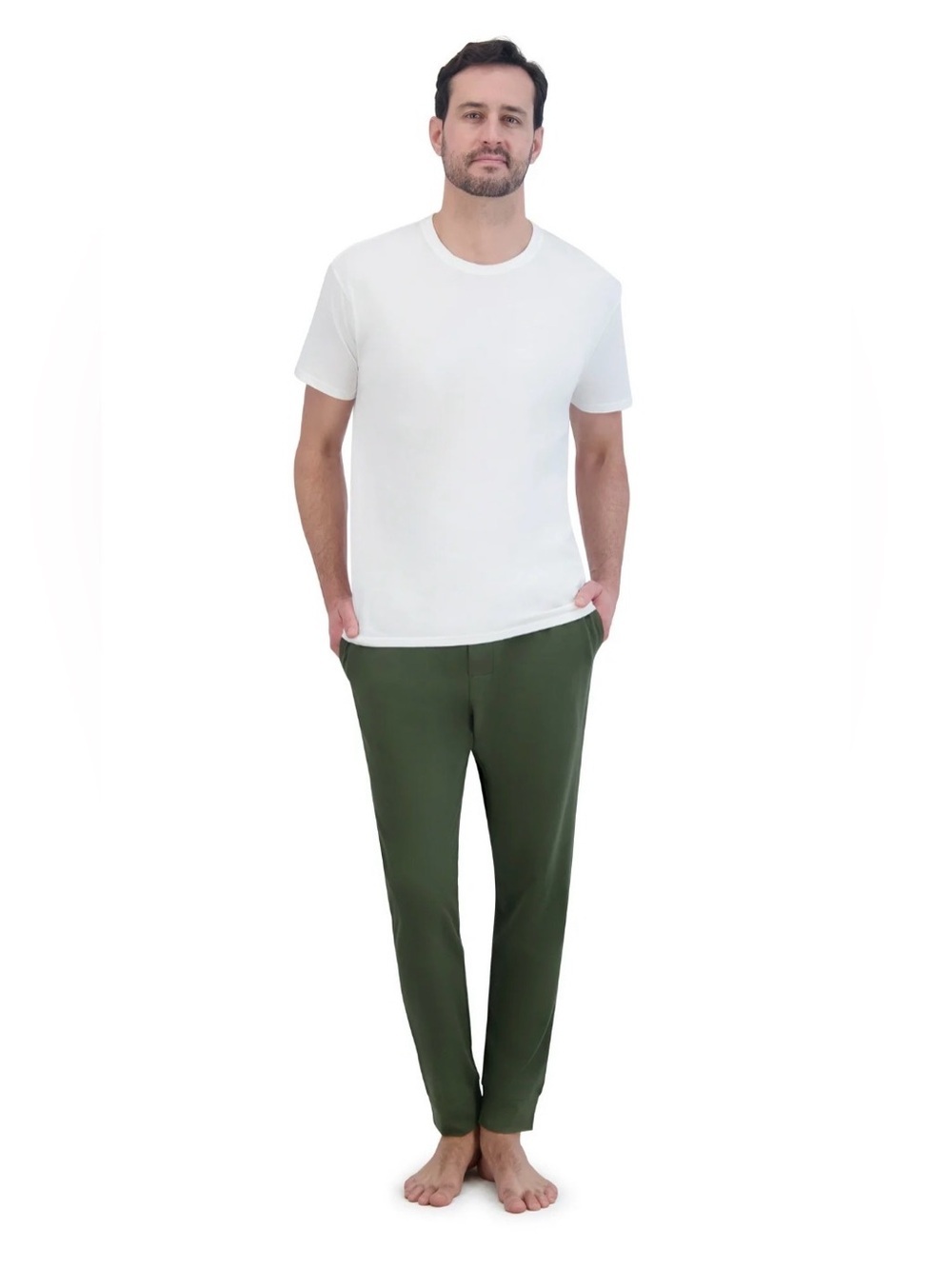 Hanes Originals Men XL French Terry Sleep Joggers Lot Of 2 NWT Oatmeal Green - Picture 7 of 8